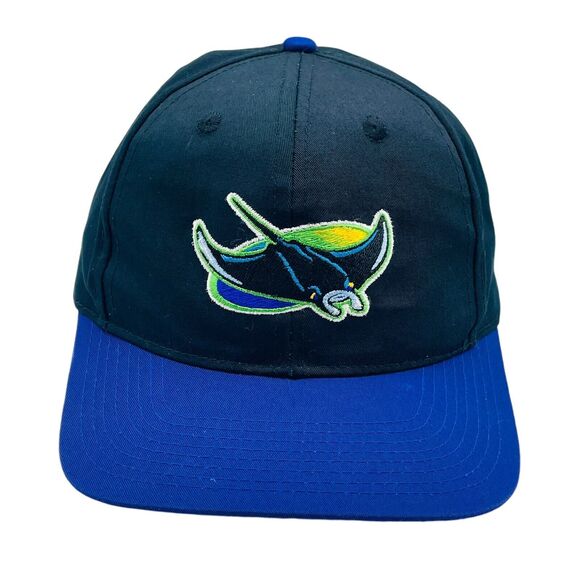 Vintage Tampa Bay Devil Rays Hat Mens Black Logo Snapback Logo 7 90s MLB - Picture 1 of 6